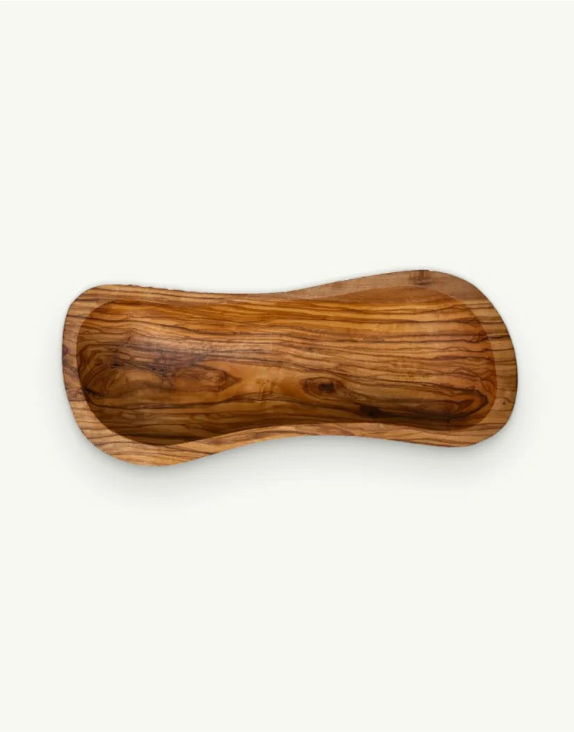 Olive Wood Bread Bowl Elongated 25cm/8cm