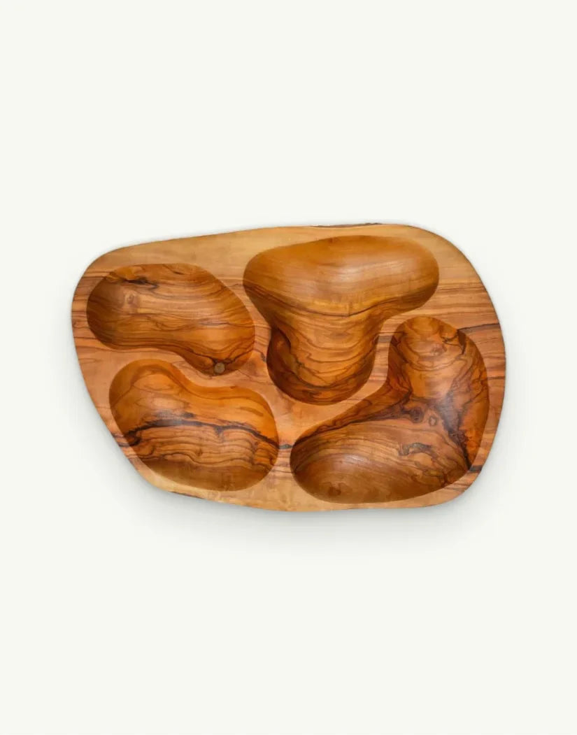 Olive Wood Medium Serving Tray 4 Sections