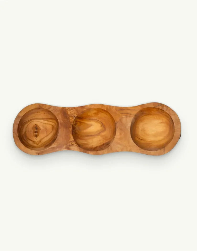 Olive Wood 3 Sections Tray 29cm/9cm