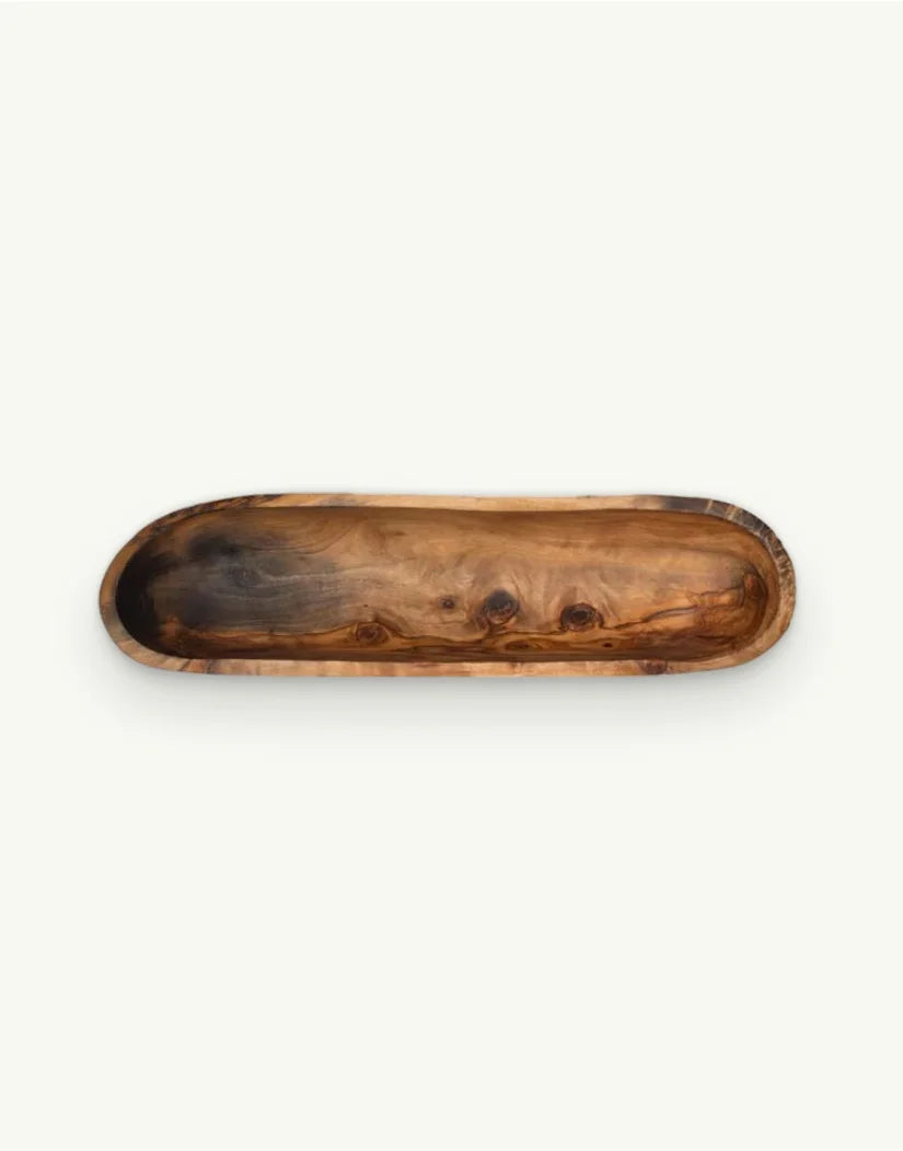 Olive Wood Salad Bowl Elongated 35cm/9cm/7cm
