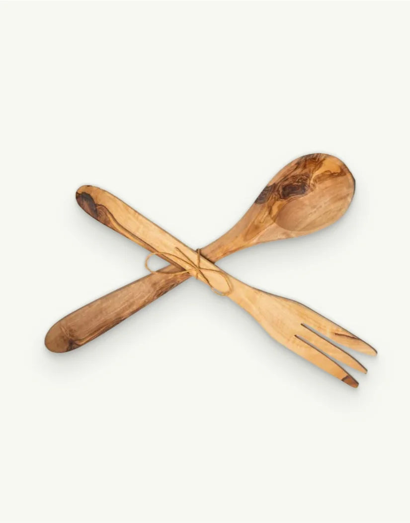 Olive Wood Salad Serving Set 30cm