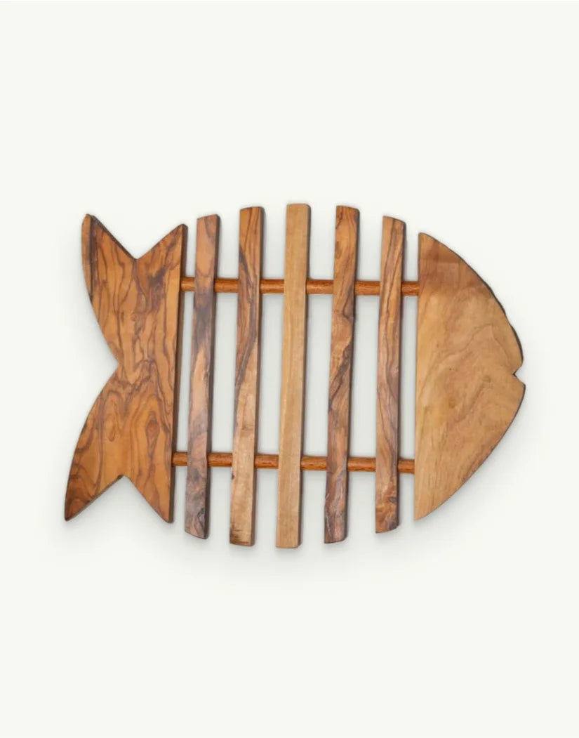 Olive Wood Trivet Fish Form 23cm/20cm